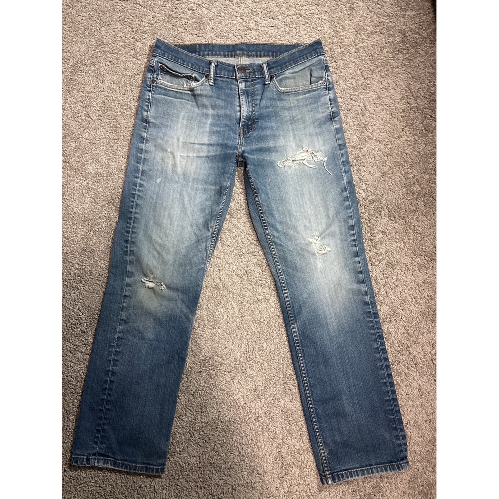 Levis 511 Slim Fit Distressed Blue‎ Denim Jeans Mens Medium Wash 33X30